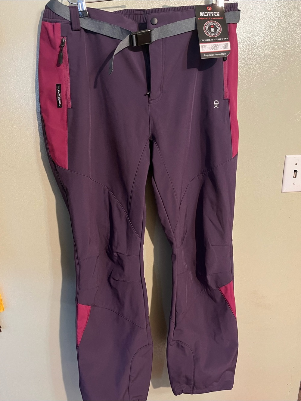 Little Dunkey Andy Fleece Lined Hiking Pants Purple Pink Accents Waterproof XL